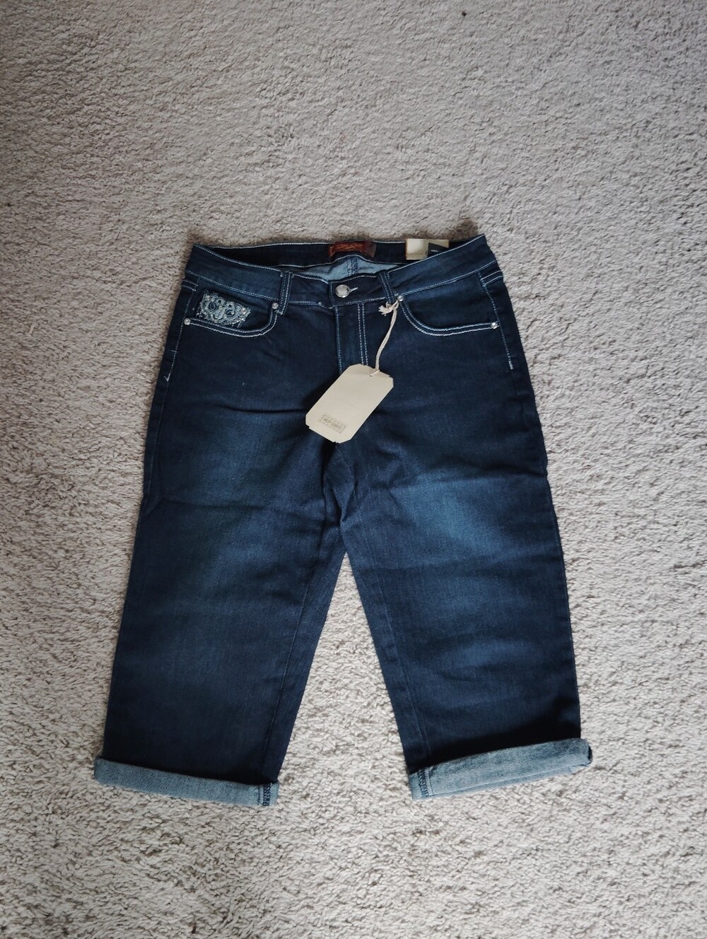One 5 One Dark Blue Denim Capri Jeans